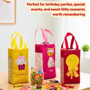 Petite Bag Custom Onnellinen pink dengan appliqué kucing dan saku samping, tas kecil yang dirancang untuk perayaan ultah