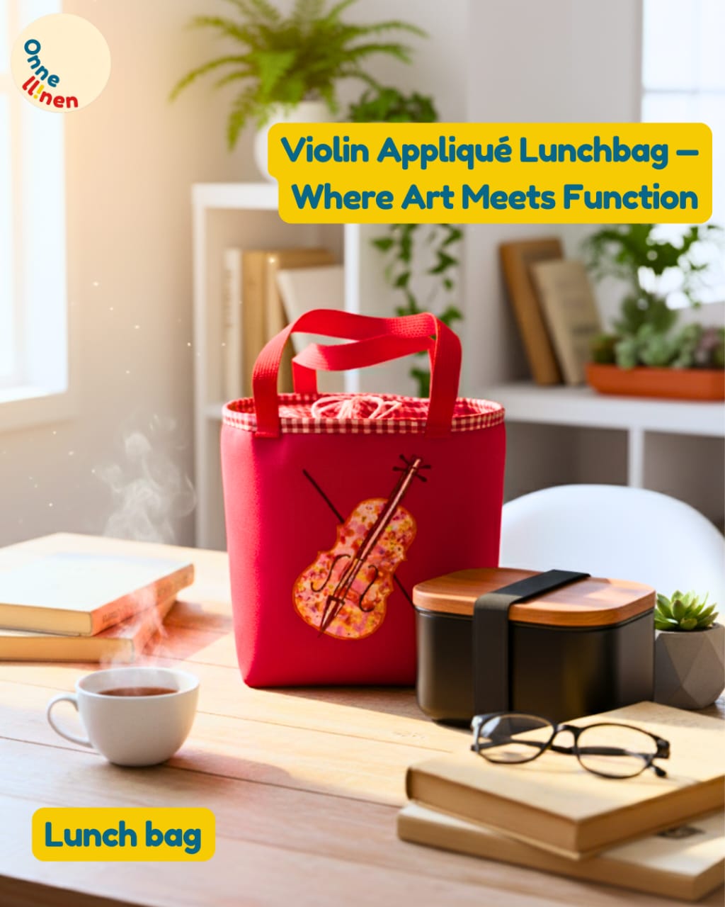 Lunch Bag Kotak Custom Biola Aplikasi – Souvenir Ulang Tahun Tema Musik