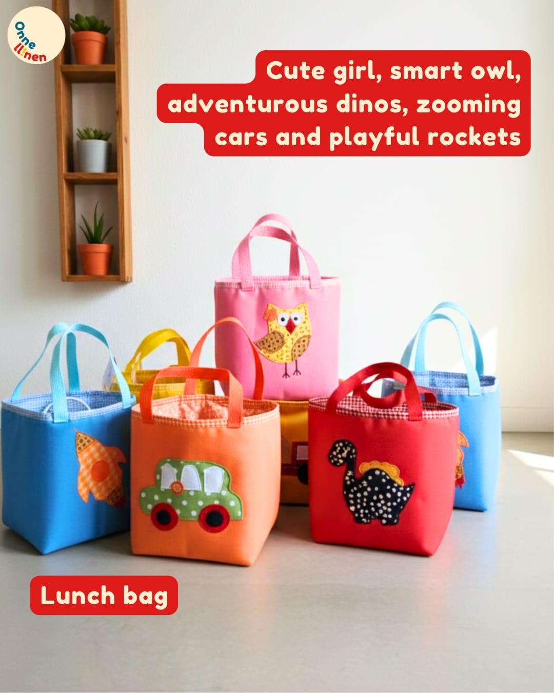 Lunch Bag Kotak Custom Aneka Gambar (Dino, Kucing, Mobil) – Souvenir Ulang Tahun Anak - Image 4