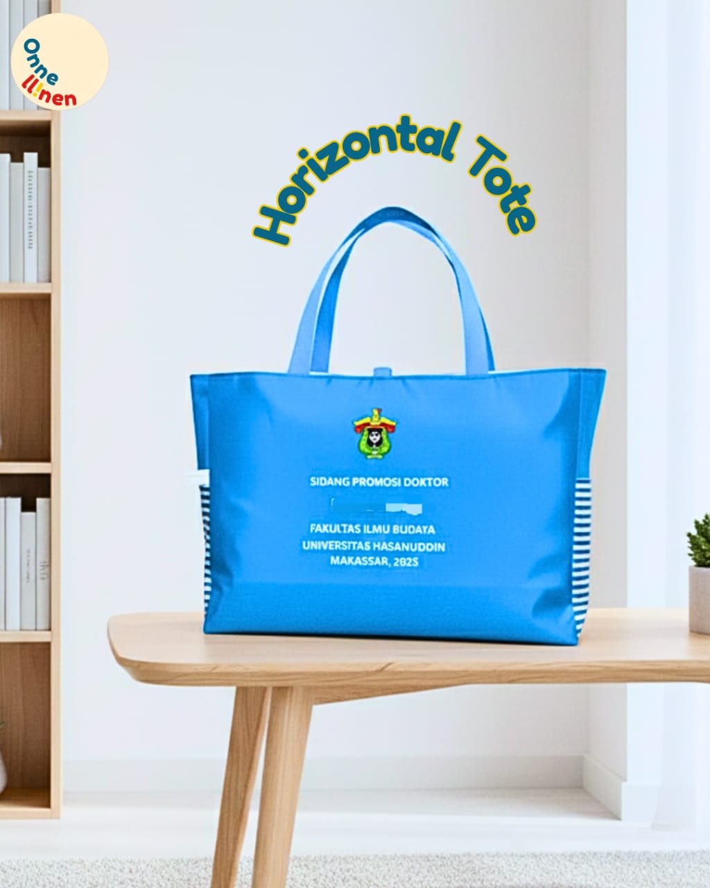 Souvenir sidang promosi doktor horizontal tote unik dan fungsional