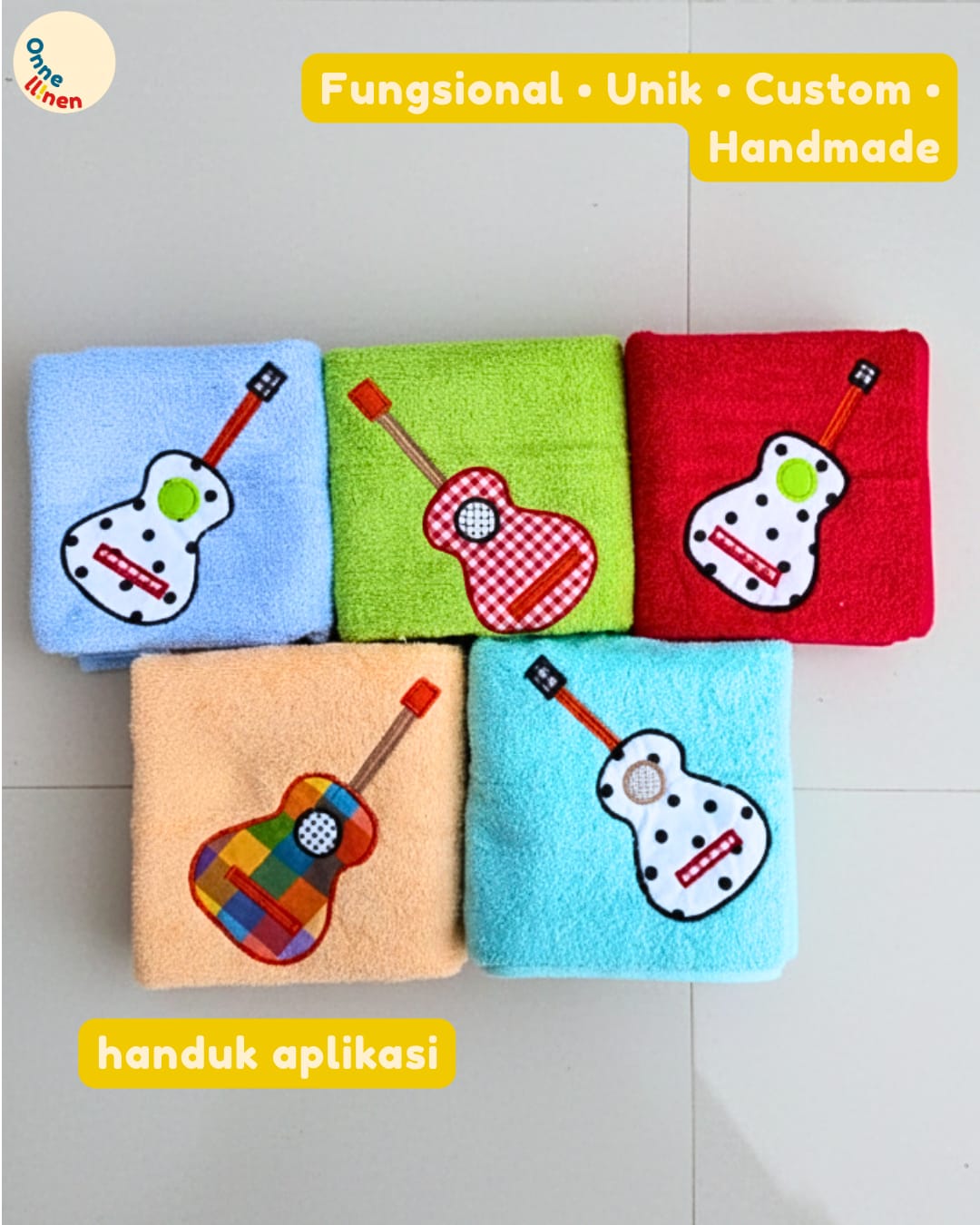 souvenir handuk ulang tahun gambar alat musik custom nama