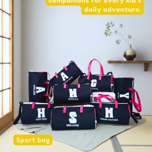 Souvenir Ultah Anak, Remaja dan dewasa sport bag inisial warna pink