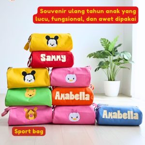 souvenir ulang tahun tas olahraga sport bag gambar disney tsum tsum custom nama