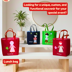 Souvenir lunch bag kotak tema gambar Anak Muslim Ultah Kenaikan Kelas