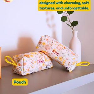 Souvenir ulang tahun simpel pouch katun custom nama