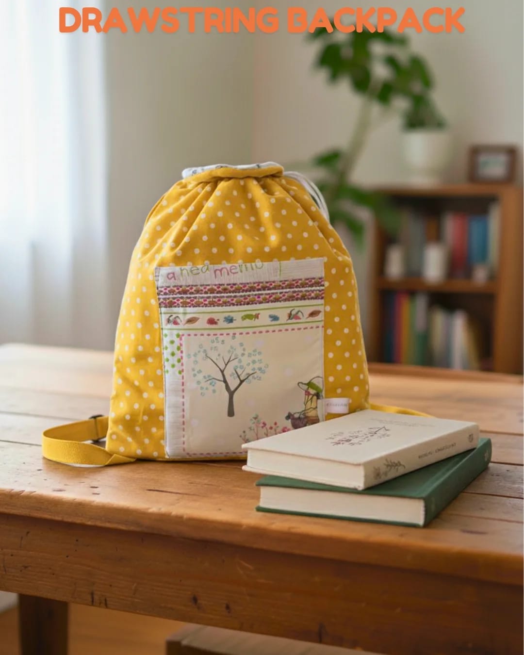 Drawstring Backpack Katun Polkadot 25 x 40 cm Custom Nama – Ransel Serut Anak Ceria & Trendy