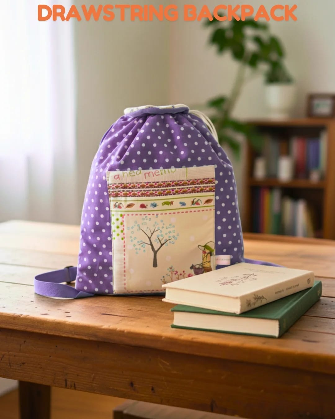 Drawstring Backpack Katun Polkadot 25 x 40 cm Custom Nama – Ransel Serut Anak Ceria & Trendy